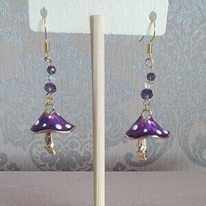 Purple Mushroom Earrings